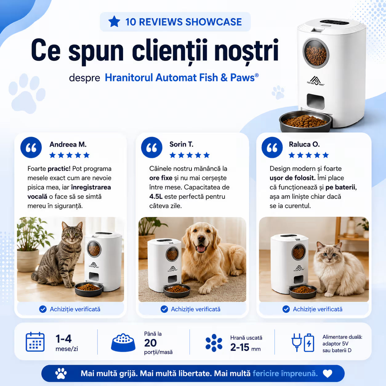 Hrănitor Automat pentru Câini și Pisici cu Inregistrare Vocala