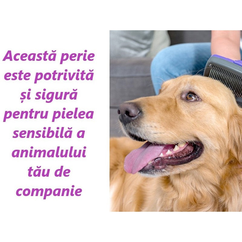 Perie pentru caini si pisici cu buton auto-curatare