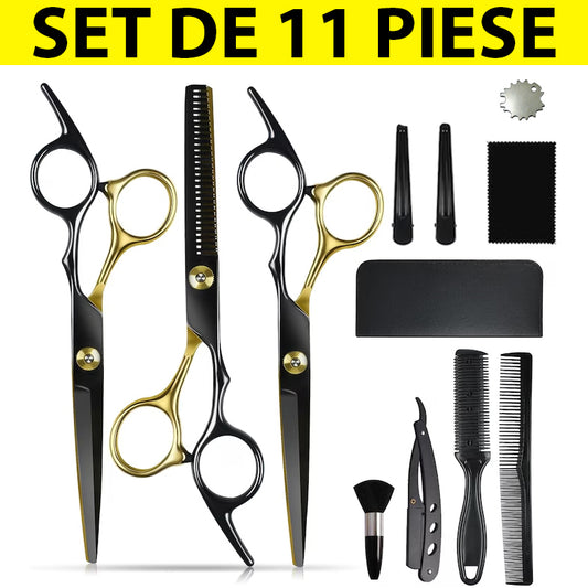 Foarfece profesionale de tuns si filat 11 piese