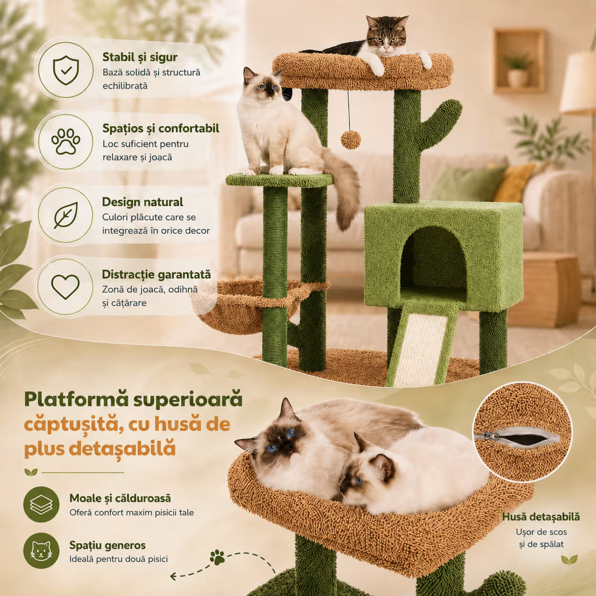 Ansamblu de joaca pentru pisici - Cactus