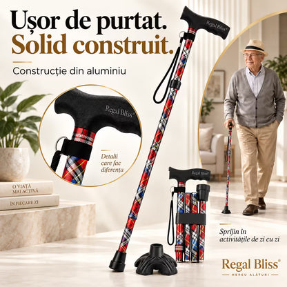 Baston ortopedic de sprijin pliabil rosu