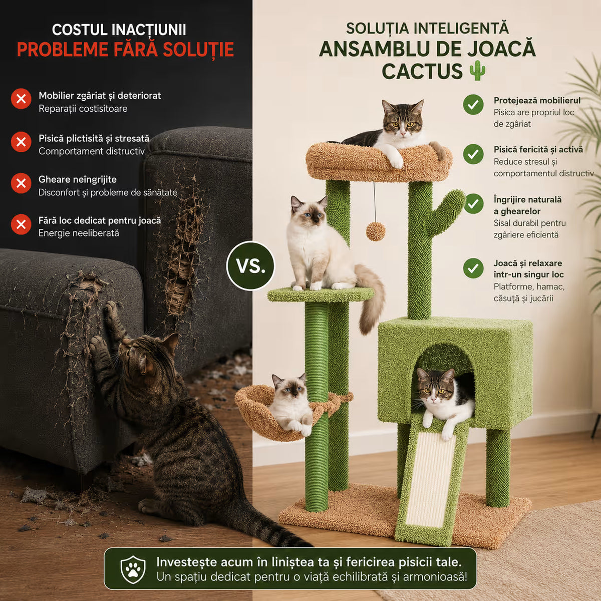 Ansamblu de joaca pentru pisici - Cactus
