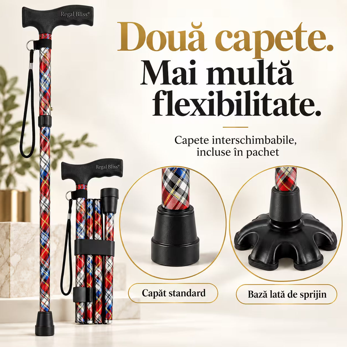 Baston ortopedic de sprijin pliabil rosu