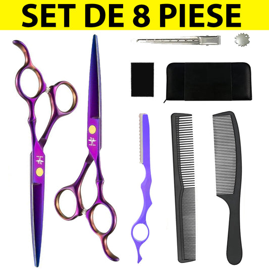 Foarfece profesionale de tuns si filat 8 piese