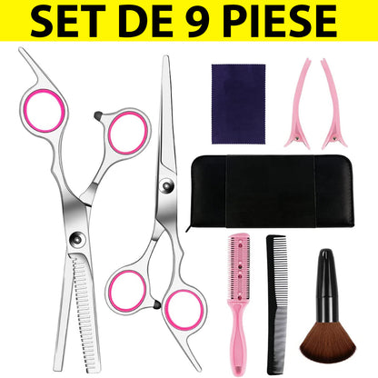 Foarfece profesionale de tuns si filat roz