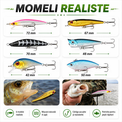 Set 102 momeli artificiale si accesorii pentru pescuit
