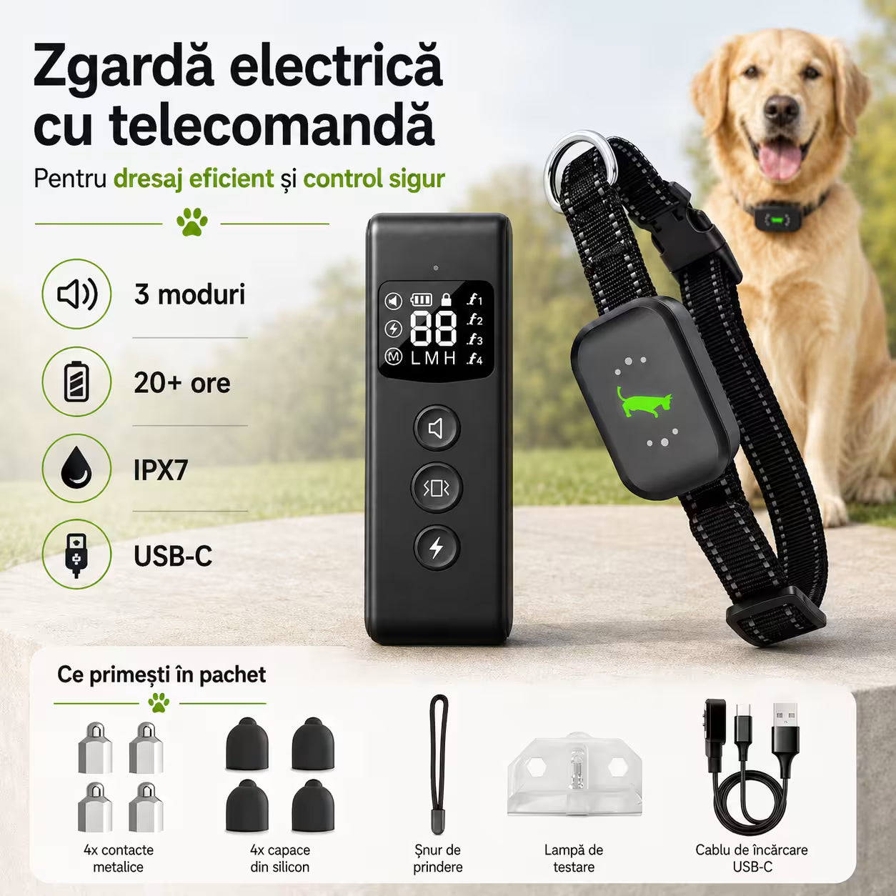 Zgarda electrica dresaj caini