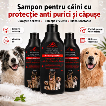 Sampon pentru caini cu protectie anti purici si capuse