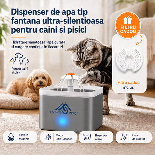 Dispenser de apa tip fantana pentru caini si pisici