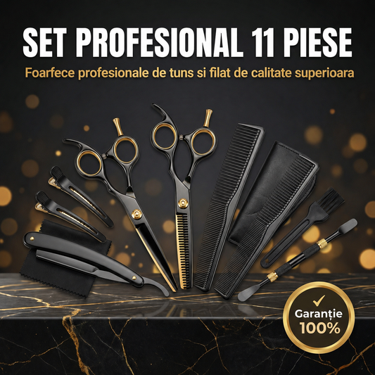 Foarfece profesionale de tuns si filat 11 piese