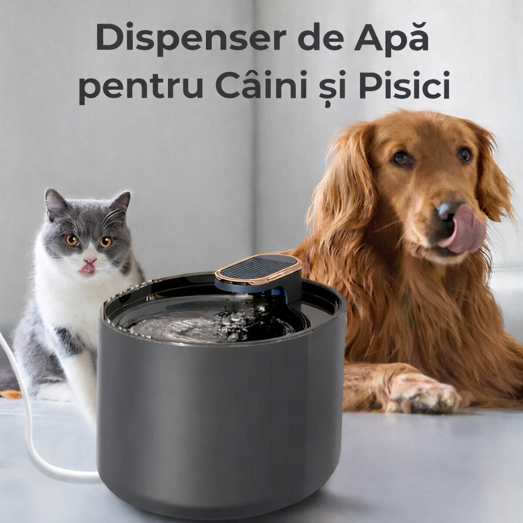 Dispenser apa pentru caini si pisici - ALB NEGRU