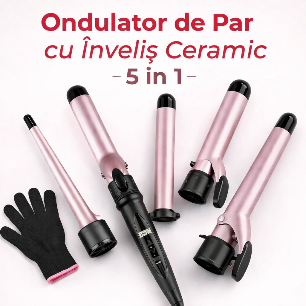 Ondulator de par pentru bucle cu invelis ceramic