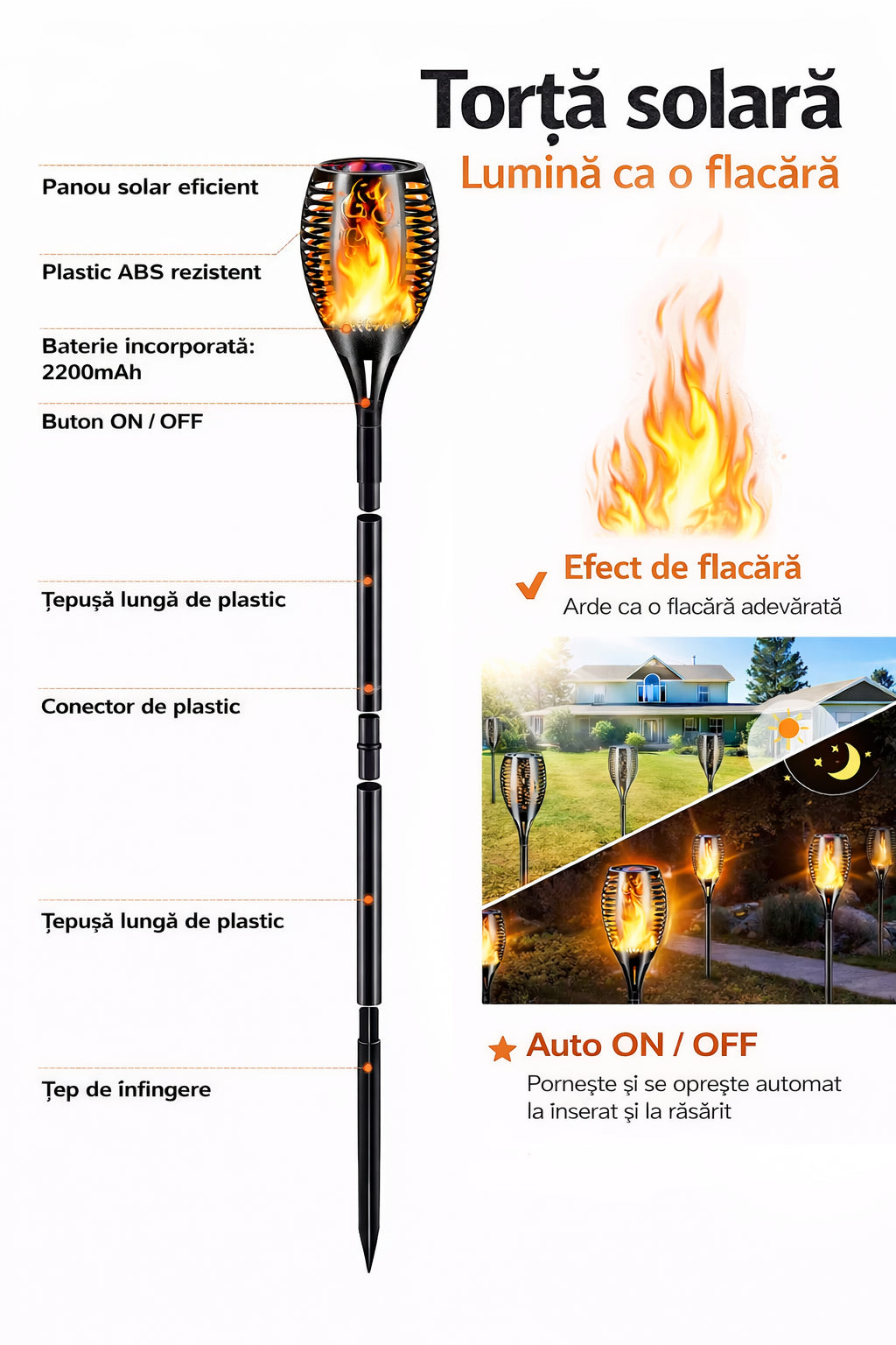 Set de 6 Lampi Solare pentru Exterior