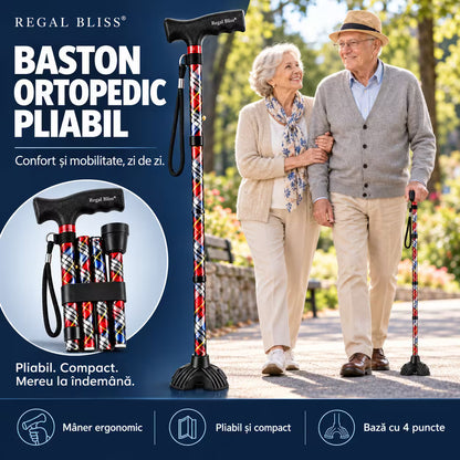 Baston ortopedic de sprijin pliabil rosu