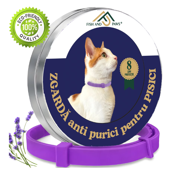 Zgarda reglabila si respirabila anti purici pentru pisici