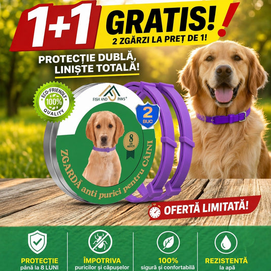 Zgarda reglabila anti purici pentru caini