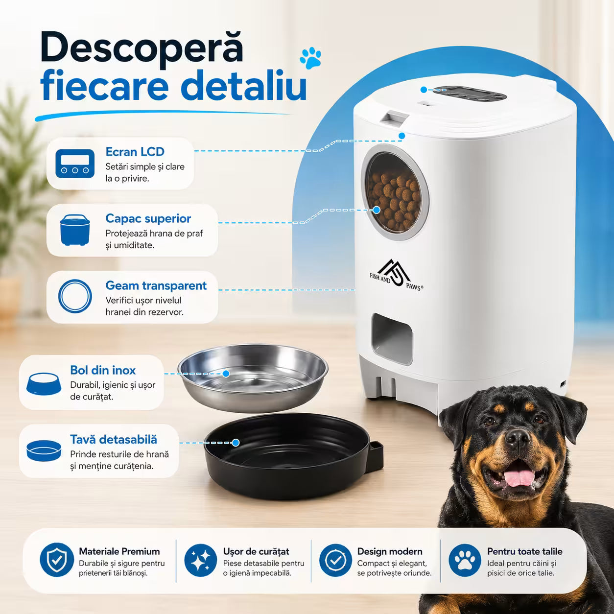 Hrănitor Automat pentru Câini și Pisici cu Inregistrare Vocala