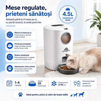 Hrănitor Automat pentru Câini și Pisici cu Inregistrare Vocala