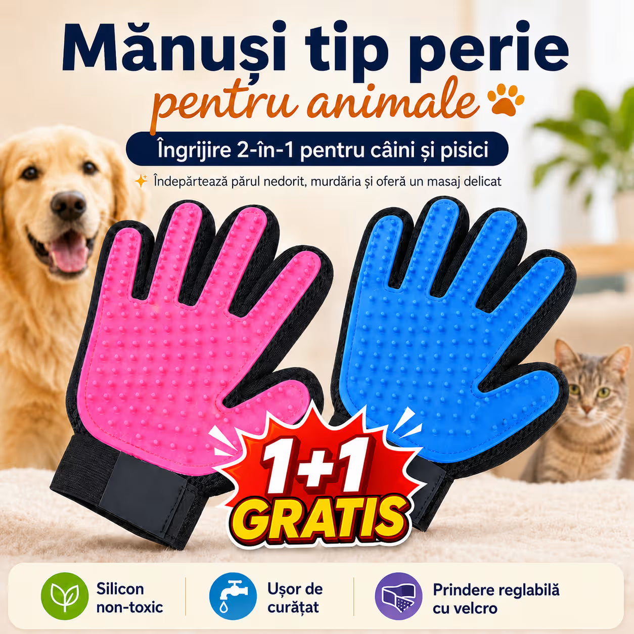 Manusi tip perie pentru animale