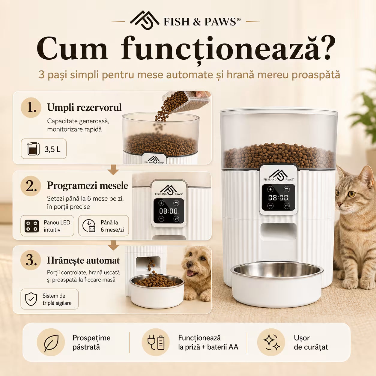 Hrănitor Automat pentru Câini și Pisici