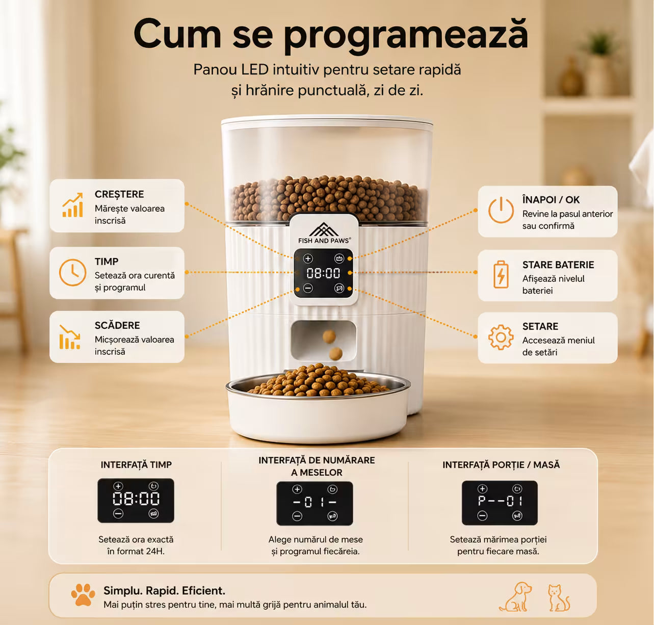 Hrănitor Automat pentru Câini și Pisici