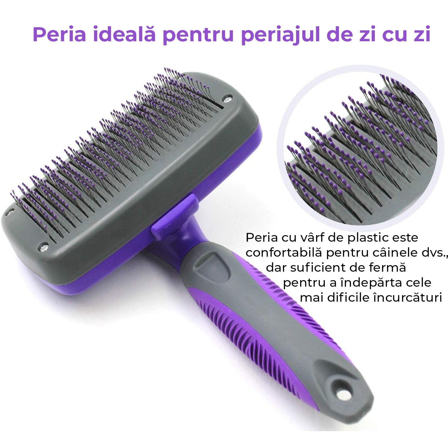 Perie pentru caini si pisici cu buton auto-curatare