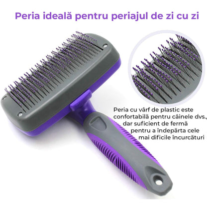 Perie pentru caini si pisici cu buton auto-curatare