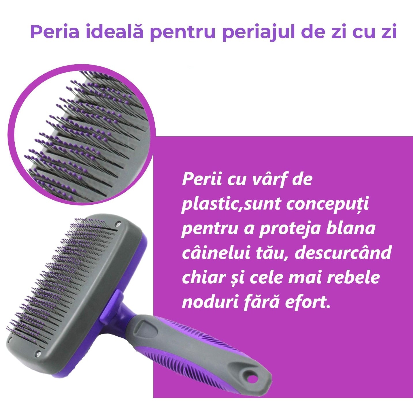 Perie pentru caini si pisici cu buton auto-curatare