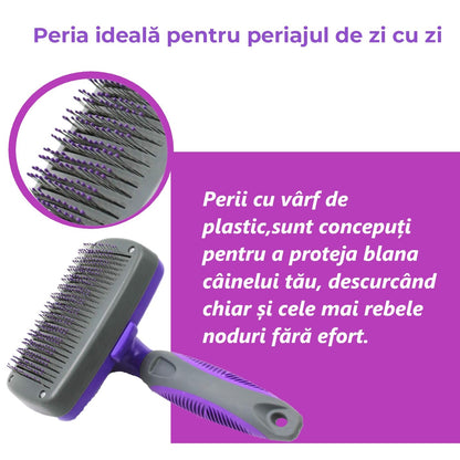 Perie pentru caini si pisici cu buton auto-curatare