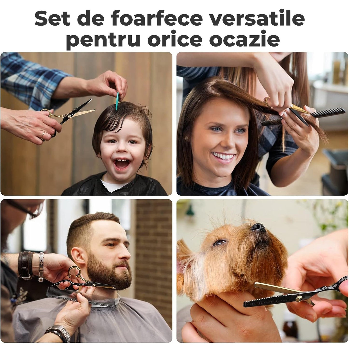 Foarfece profesionale de tuns si filat 11 piese