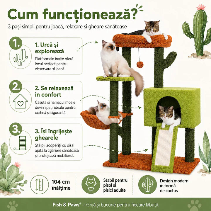 Ansamblu de joaca pentru pisici - Cactus