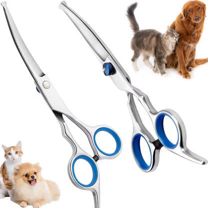 Foarfeca profesionala curbata de tuns caini, pisici