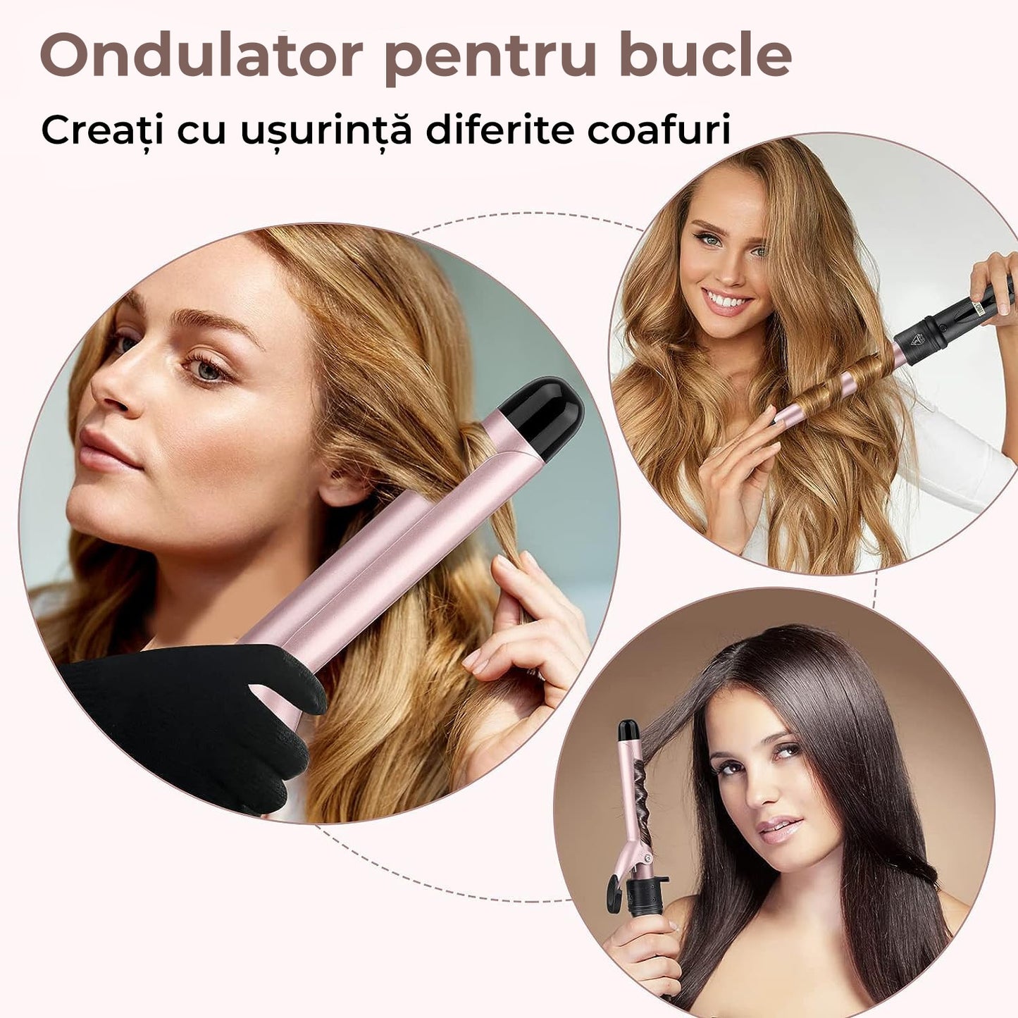 Ondulator de par pentru bucle cu invelis ceramic