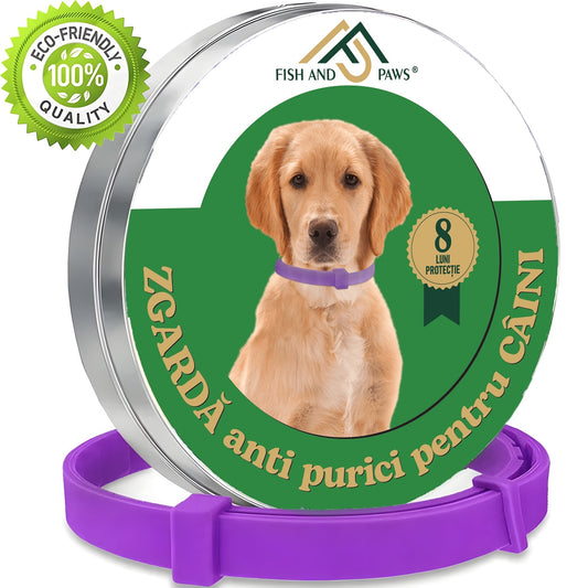 Zgarda reglabila anti purici pentru caini