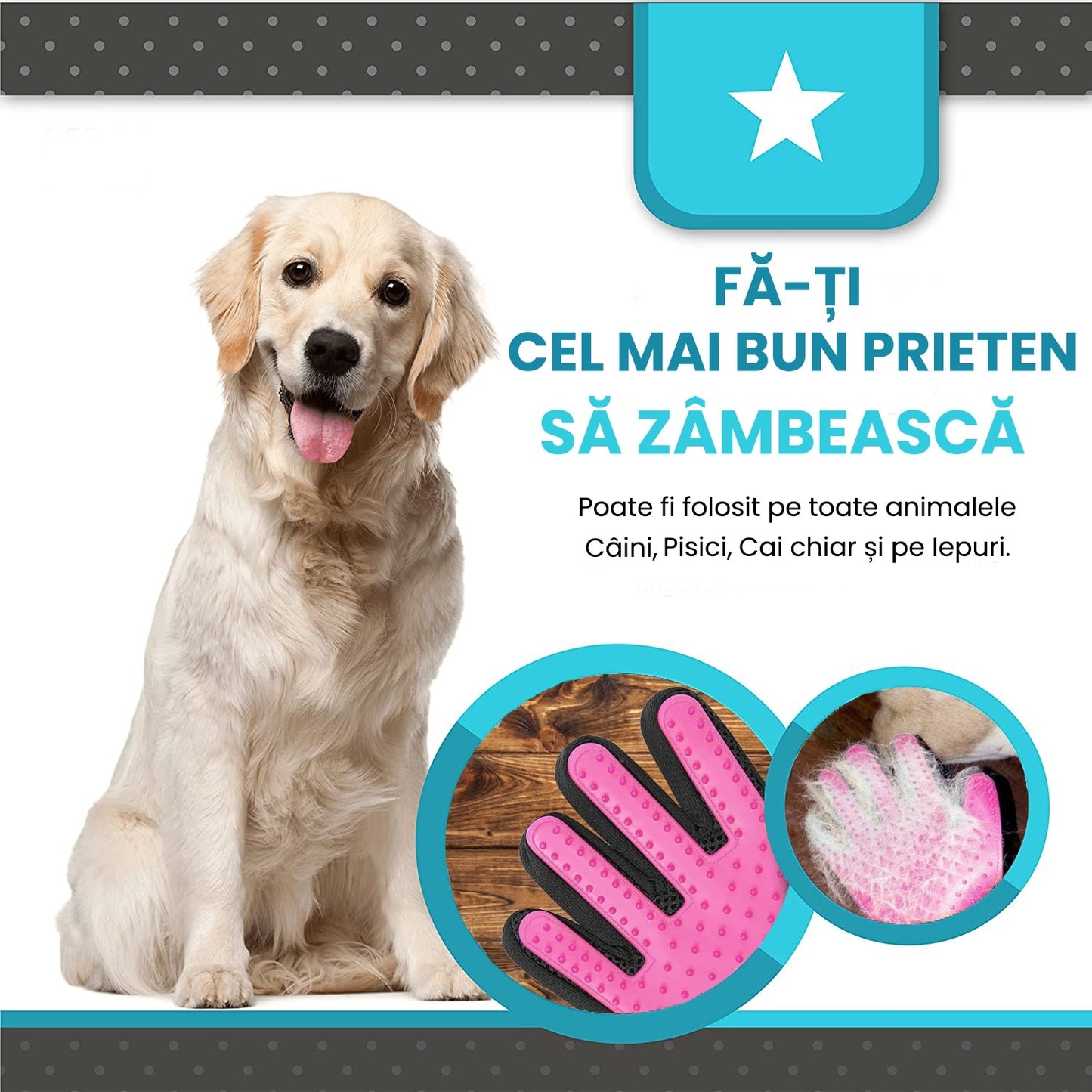 Manusi tip perie de ingrijire pentru caini si pisici