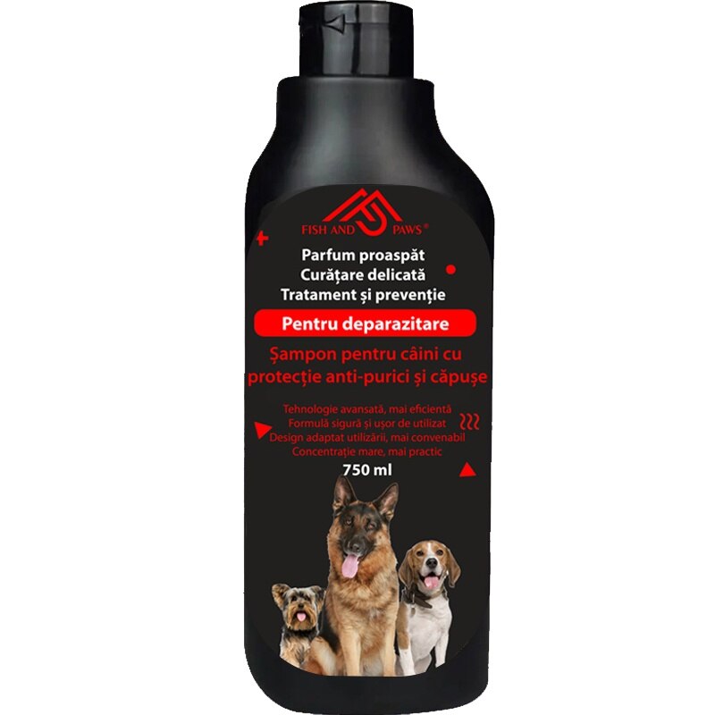 Sampon pentru caini cu protectie anti purici si capuse