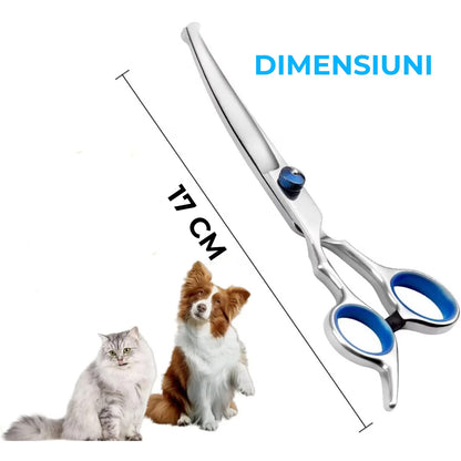 Foarfeca profesionala curbata de tuns caini, pisici