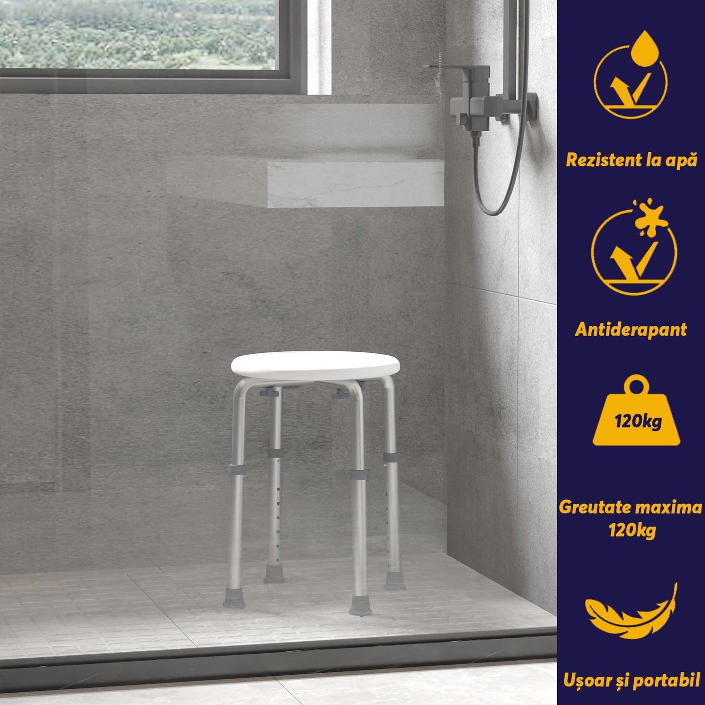 Scaun de baie sau dus portabil si antiderapant