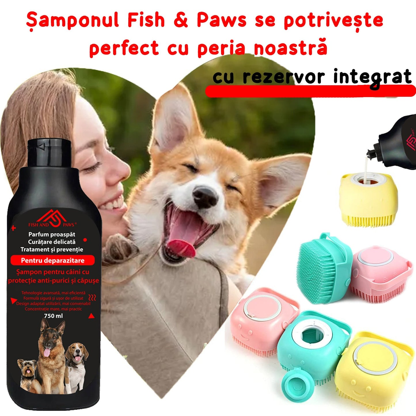 Sampon pentru caini cu protectie anti purici si capuse