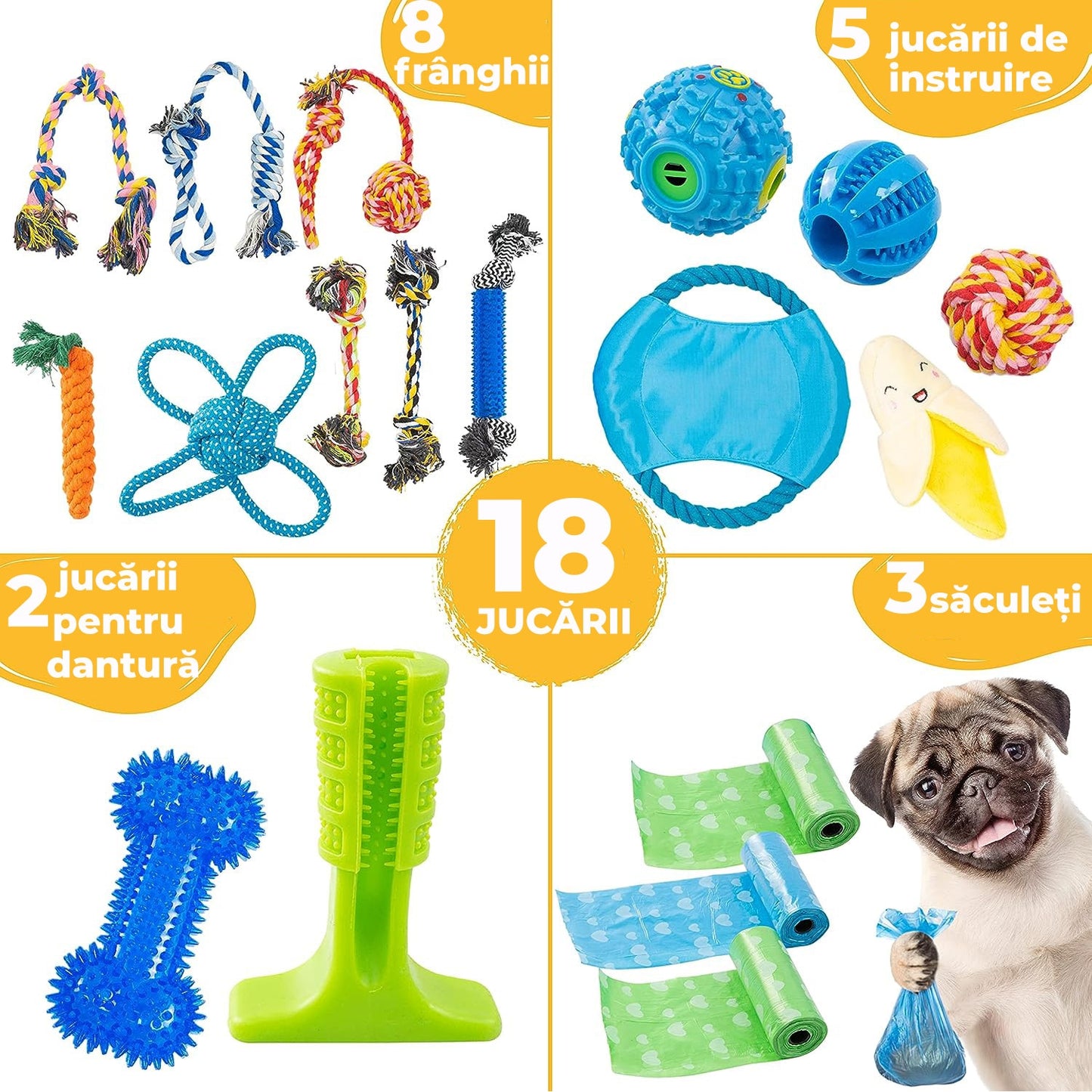 Set de 18 jucarii  interactive pentru caini