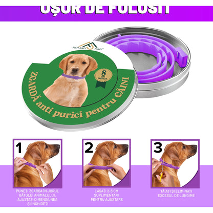 Zgarda reglabila anti purici pentru caini