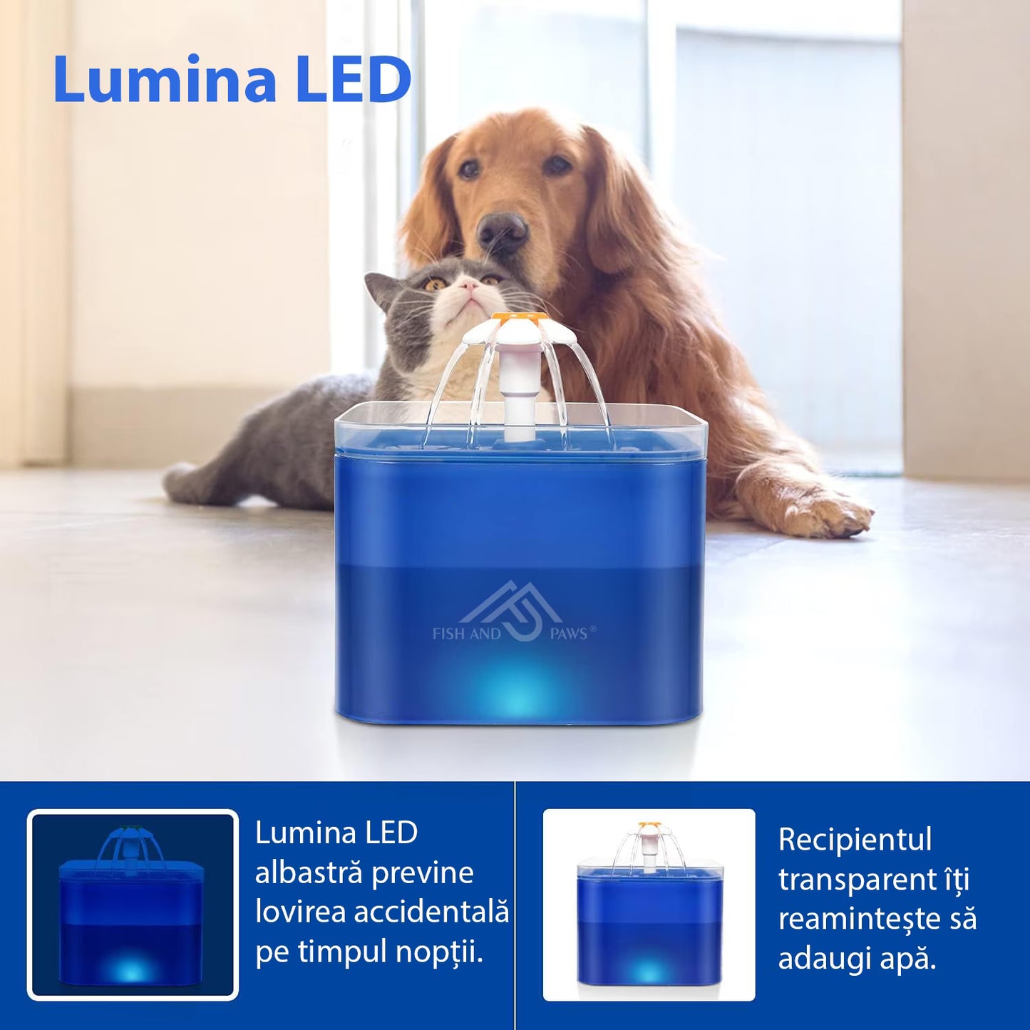 Dispenser de apa tip fantana ultra-sientioasa pentru caini si pisici