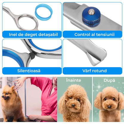 Foarfeca profesionala curbata de tuns caini, pisici