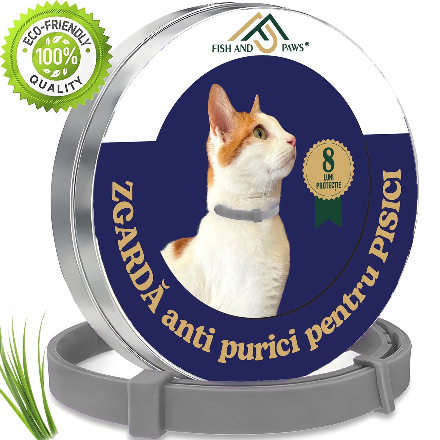 Zgarda reglabila anti purici pentru caini