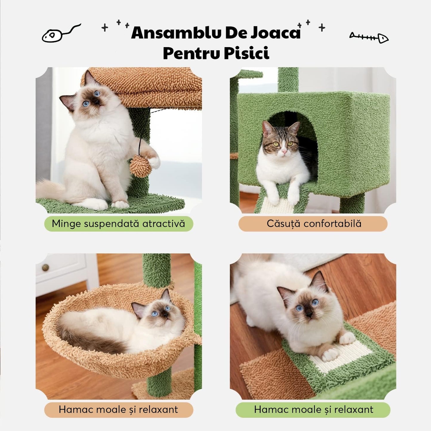 Ansamblu de joaca pentru pisici - Cactus