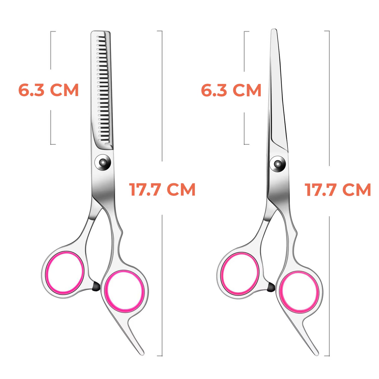 Foarfece profesionale de tuns si filat roz