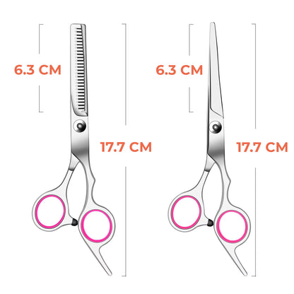 Foarfece profesionale de tuns si filat roz