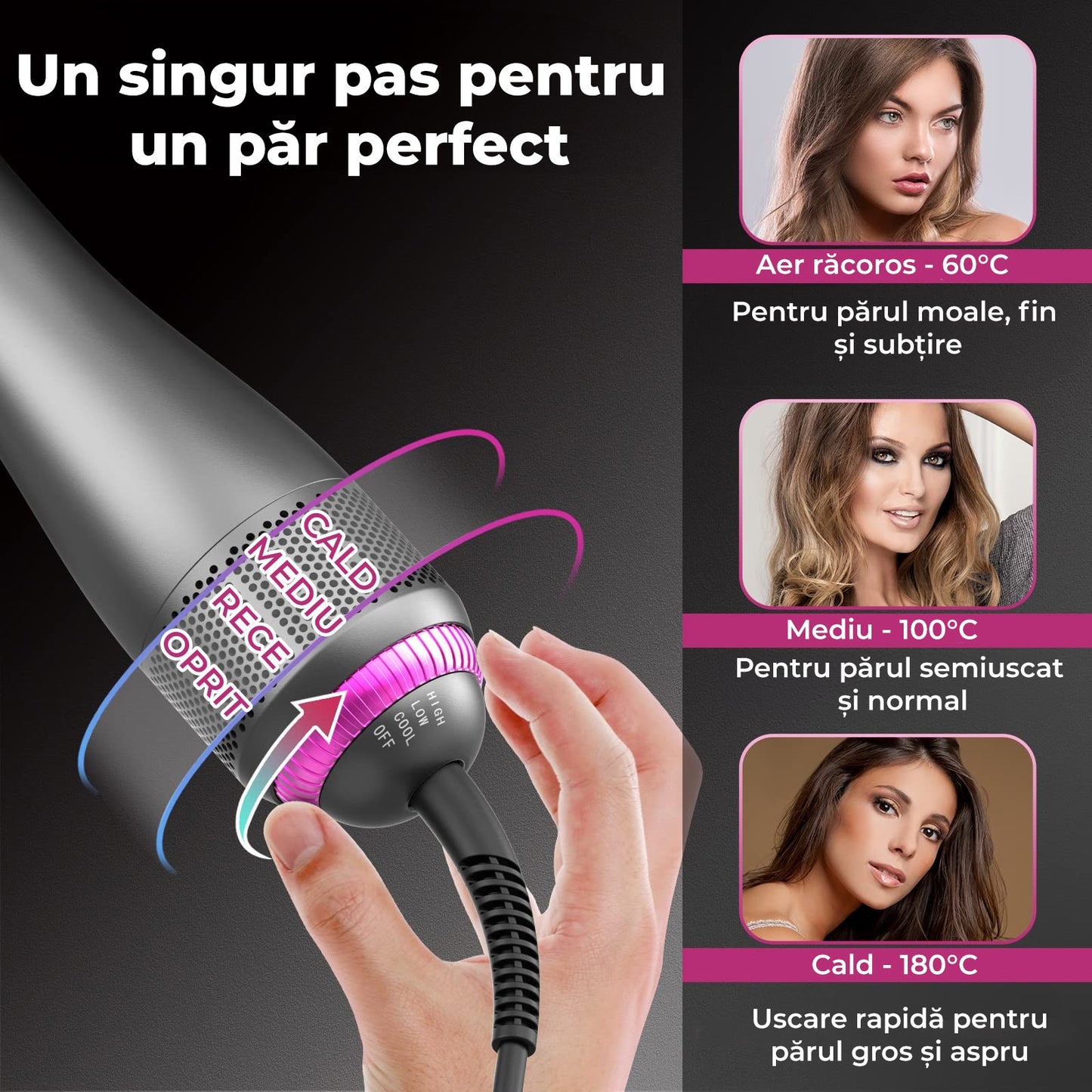 Perie electrica de par 4-in-1