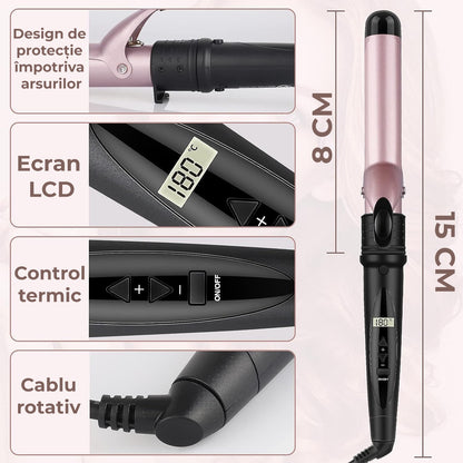 Ondulator de par pentru bucle cu invelis ceramic