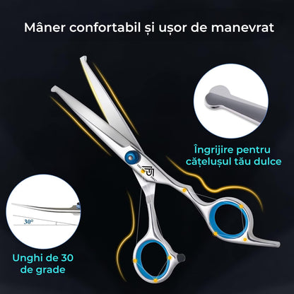 Foarfeca profesionala curbata de tuns caini, pisici